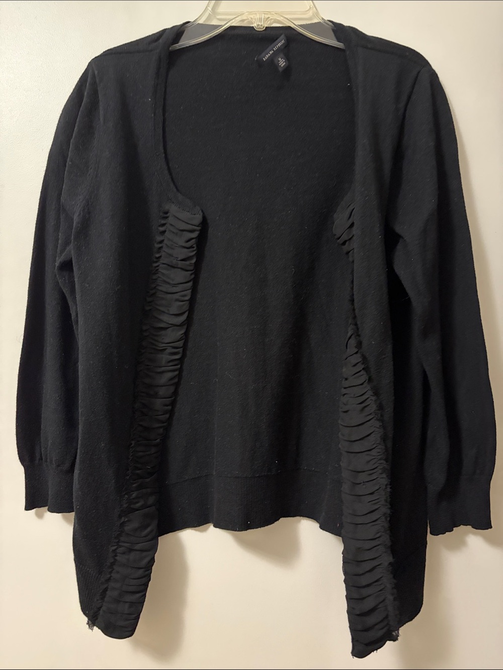 Banana Republic Black Ruffle-Trim Open-Front Cardigan